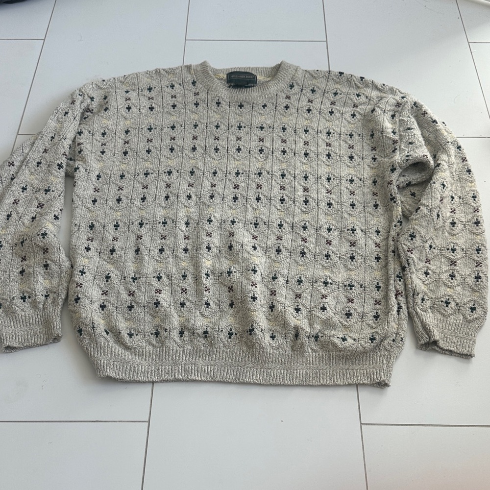 Hill Archer Vintage Men's Beige Patterned Sweater XL